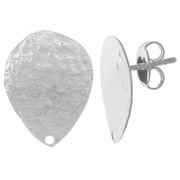 Clous d'oreilles gouttes 18x14 mm effet martelé - Placage argent fin x2|raw }}