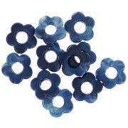 Perles fleur en résine opaque 14 mm - Marbré Bleu Nuit x4|raw }}