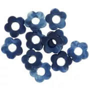 Bleu Nuit - Perles fleur en résine opaque 14 mm - Marbré Bleu Nuit x4 Perles fleur en résine opaque 14 mm - Marbré Bleu Nuit x4