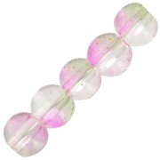 Perles rondes en verre 6 mm - Transparent - Vert - Rose - Doré x10|raw }}
