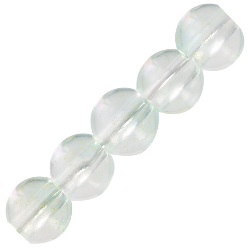 Perles rondes en verre 6 mm - Transparent - Doré x10