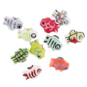 Assortiment de perles poissons en céramique 12x15 mm - Multicolore x10|raw }}
