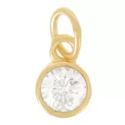 Pendentif 5 mm anneau perpendiculaire avec Oxyde Zirconium - Doré à l'or fin x1