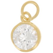 Pendentif 7 mm anneau perpendiculaire avec Oxyde Zirconium - Doré à l'or fin x1|raw }}