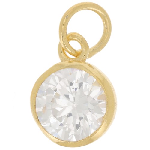 Pendentif 7 mm anneau perpendiculaire avec Oxyde Zirconium - Doré à l'or fin x1