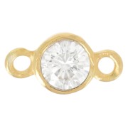 Intercalaire 2 anneaux 9.5x5 mm avec oxyde de Zirconium - Doré à l'or fin x1|raw }}