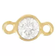 Intercalaire 2 anneaux 9.5x5 mm avec oxyde de Zirconium - Doré à l'or fin x1