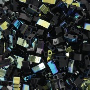 Miyuki Half Tila Beads 5x2.3x1.9mm HTL-4555 - Jet AB x10g