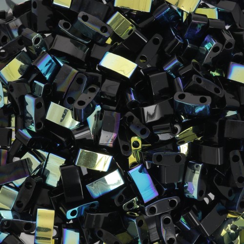 Miyuki Half Tila Beads 5x2.3x1.9mm HTL-4555 - Jet AB x10g