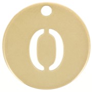 Breloque ronde 12 mm - chiffre 0 - Acier inoxydable 304 Doré x1