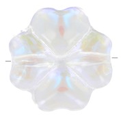 Perle trèfle 10 mm en verre - Transparent effet AB x4