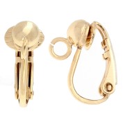 Clips d'oreilles boule 15x5 mm avec anneau ouvert - Doré à l'or fin x2|raw }}