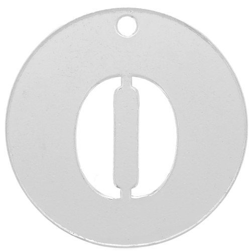 Breloque ronde chiffre 0 - 12 mm en Argent 925 épaisseur 0.4 mm x1