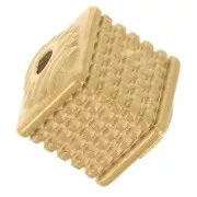 Perle cube texturée 8 mm - Acier inoxydable 316L Doré x1