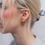 Clous d'oreilles coeur - avant et arrière - 14x15 mm Acier inoxydable 316L Doré x2