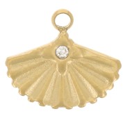 Breloque éventail avec strass 9x10 mm - Acier inoxydable 304L Doré x1|raw }}