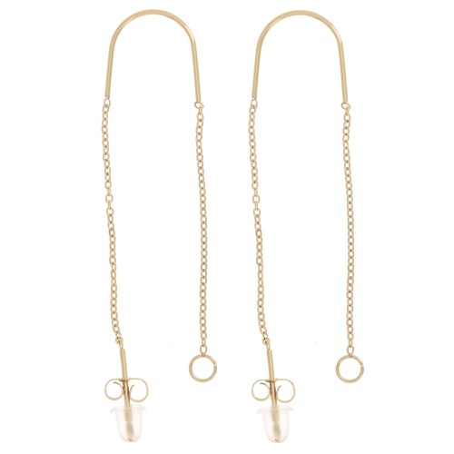 Chaines d'oreilles maille forçat traversantes 45 + 55 mm Acier inox 304L Doré x2