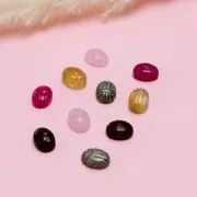 Perle ovale gravée scarabée 16x12 mm en pierre gemme - Citrine x1