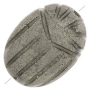 Perle ovale gravée scarabée 16x12 mm en pierre gemme - Pyrite x1