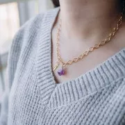 Pendentif pierre brute - pierre de naissance Avril - Argent 925 - Lapis Lazuli x1