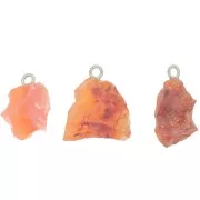 Pendentif pierre brute - pierre de naissance Juillet Argent 925 imit. Cornaline x1