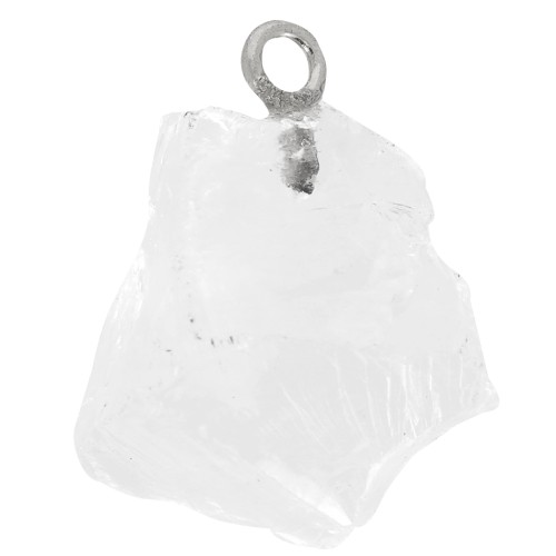 Pendentif pierre brute pierre de naissance Octobre Argent 925 Cristal de roche x1