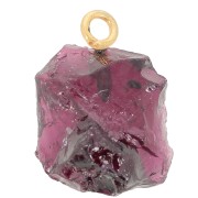 Pendentif pierre brute - pierre de naissance Janvier - Doré à l'or fin - Grenat x1