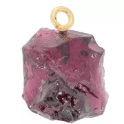 Pendentif pierre brute - pierre de naissance Janvier - Doré à l'or fin - Grenat x1