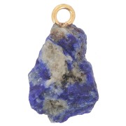 Pendentif pierre brute - pierre de naissance Avril - Doré Or fin - Lapis Lazuli x1|raw }}