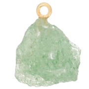 Pendentif pierre brute - pierre de naissance Mai - Doré Or fin - Aventurine x1