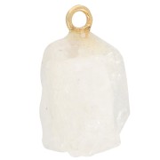 Pendentif pierre brute - pierre de naissance Juin - Doré Or fin Pierre de lune x1|raw }}