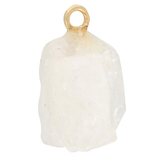 Pendentif pierre brute - pierre de naissance Juin - Doré Or fin Pierre de lune x1