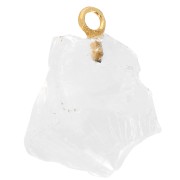 Pendentif pierre brute pierre de naissance Octobre Doré Or fin Cristal de roche x1