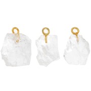 Pendentif pierre brute pierre de naissance Octobre Doré Or fin Cristal de roche x1