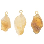Pendentif pierre brute - pierre de naissance Novembre - Doré Or fin - Citrine x1