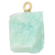 Pendentif pierre brute - pierre de naissance Décembre - Doré Or fin - Amazonite x1