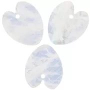 Pendentif coeur plat 19x16 mm en pierre gemme - Pierre de lune x1