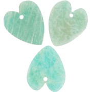 Pendentif coeur plat 19x16 mm en pierre gemme - Amazonite x1