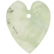 Pendentif coeur plat 19x16 mm en pierre gemme - Prehnite x1