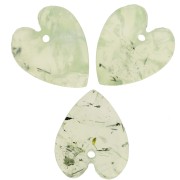 Pendentif coeur plat 19x16 mm en pierre gemme - Prehnite x1