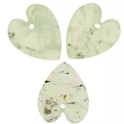 Pendentif coeur plat 19x16 mm en pierre gemme - Prehnite x1