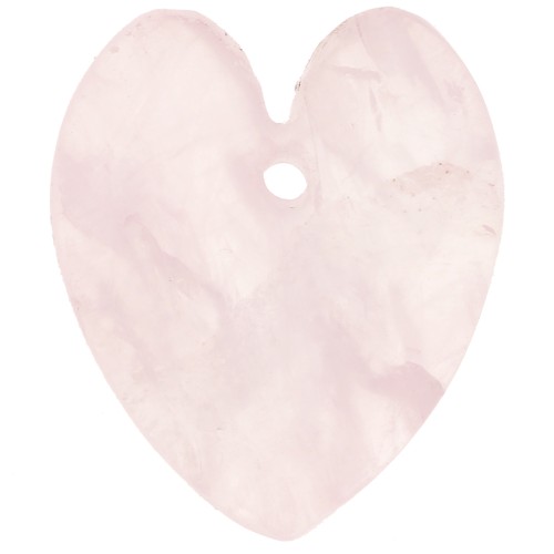 Pendentif coeur plat 19x16 mm en pierre gemme - Quartz rose x1