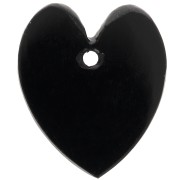 Pendentif coeur plat 19x16 mm en pierre gemme teintée - Onyx Noir x1|raw }}