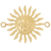 Intercalaire soleil motif visage - 2 anneaux - 18x14 mm - Acier inox 304L Doré x1|raw }}