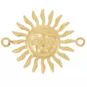 Intercalaire soleil motif visage - 2 anneaux - 18x14 mm - Acier inox 304L Doré x1