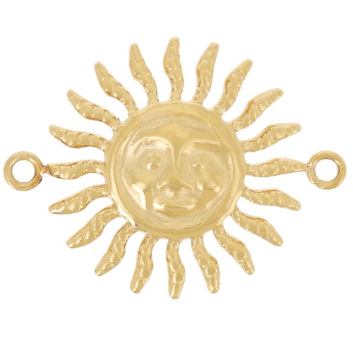 Intercalaire soleil motif visage - 2 anneaux - 18x14 mm - Acier inox 304L Doré x1