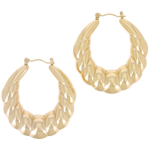 Créoles torsadées bombées - 40 mm - Acier inoxydable 316L Doré x2