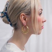 Créoles torsadées bombées - 40 mm - Acier inoxydable 316L Doré x2