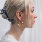 Créoles torsadées bombées - 40 mm - Acier inoxydable 316L Doré x2