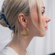 Créoles martelées bombées - 42 mm - Acier inoxydable 316L Doré x2